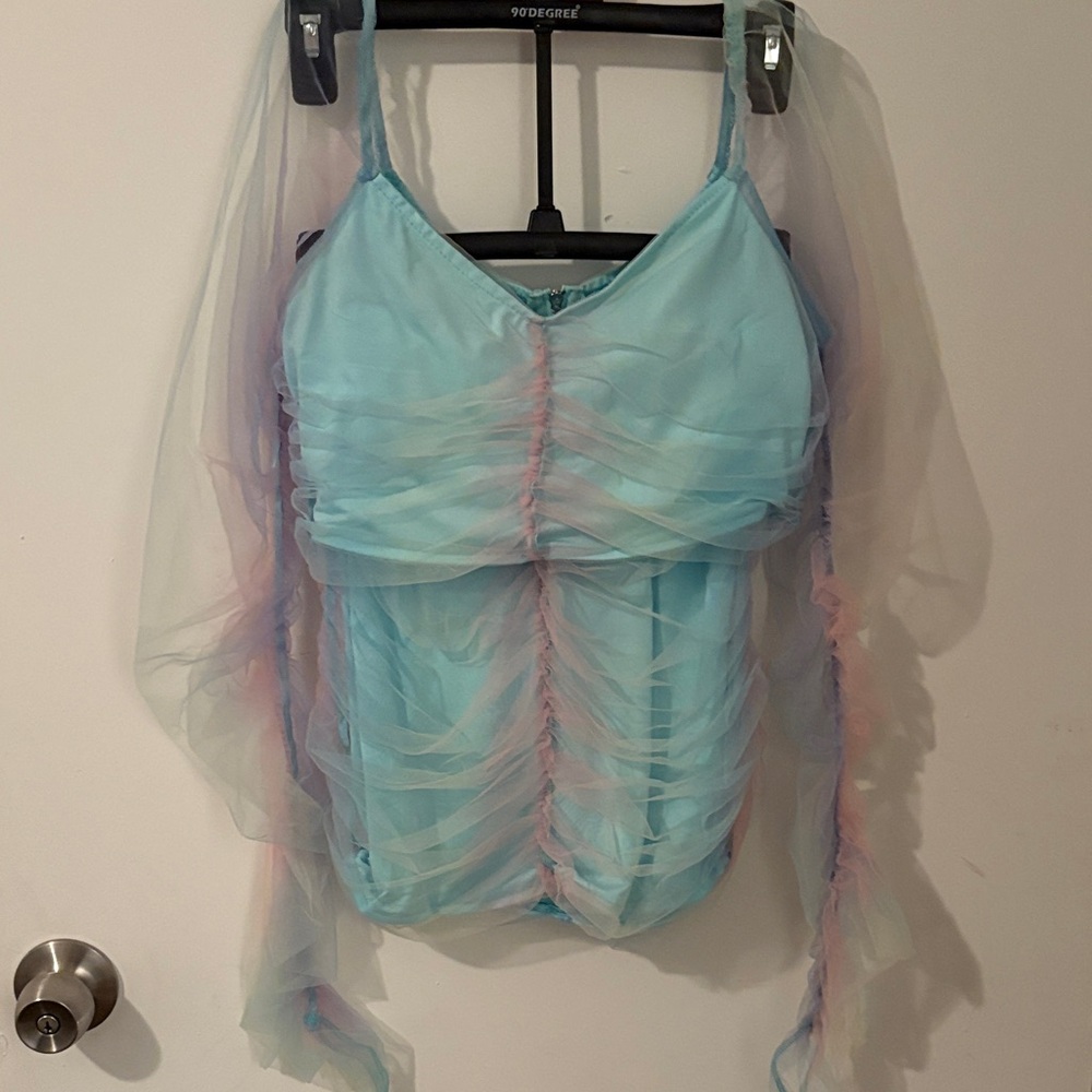 Cotton Candy Ruched Long Sleeve Crop and Skirt Coord Set